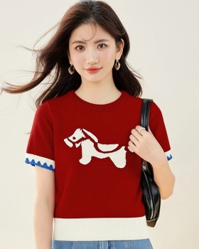 Short sleeve bottoming shirt red T-shirt for women