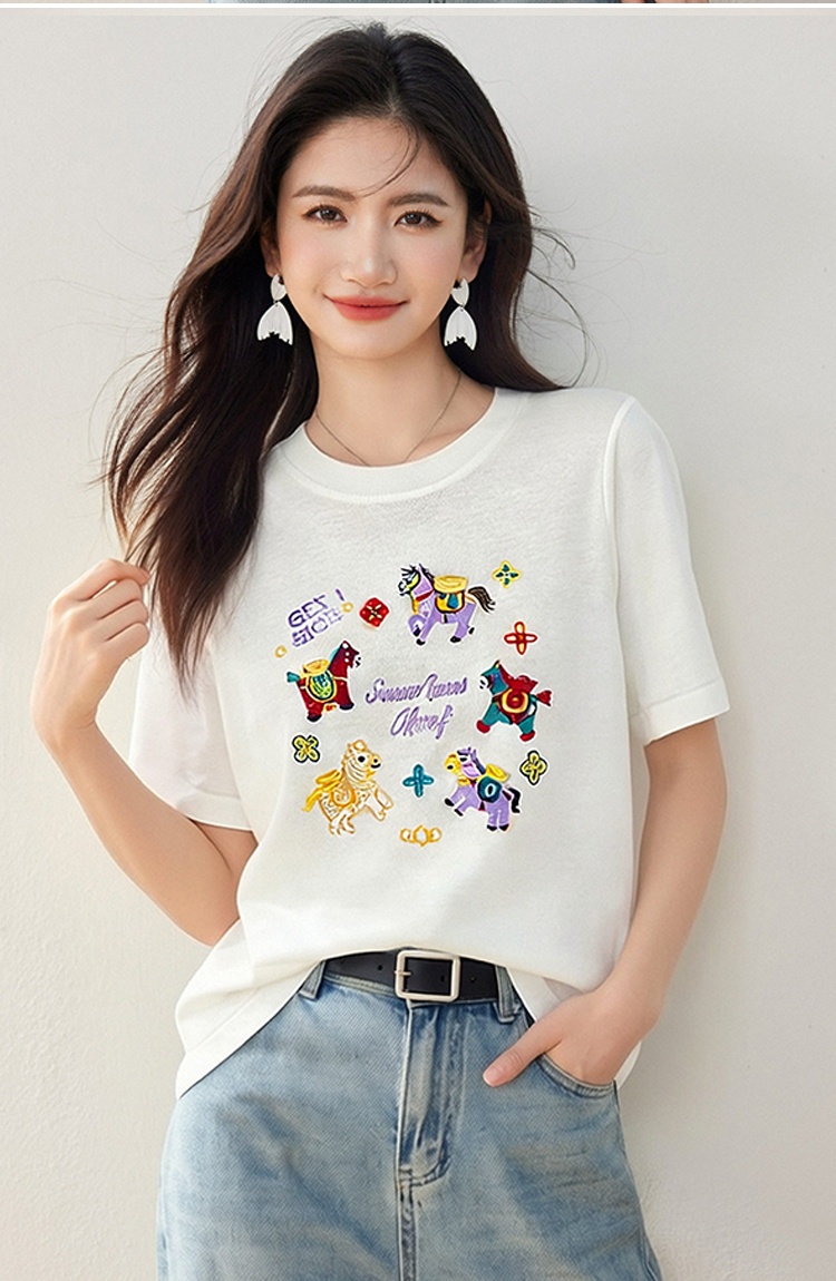 Short sleeve summer red niche T-shirt for women