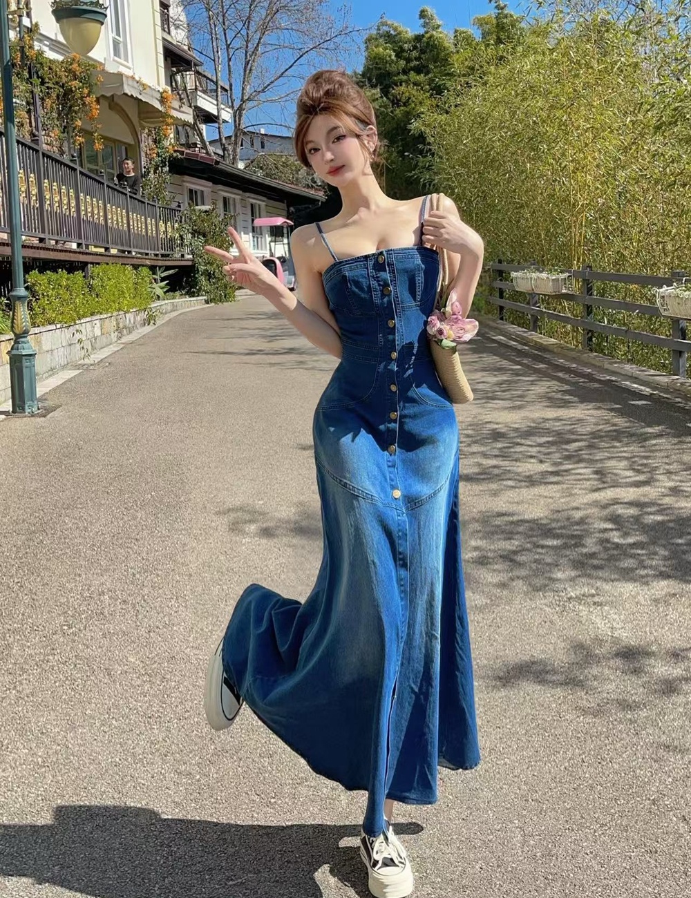 Sling long dress spring and summer dress