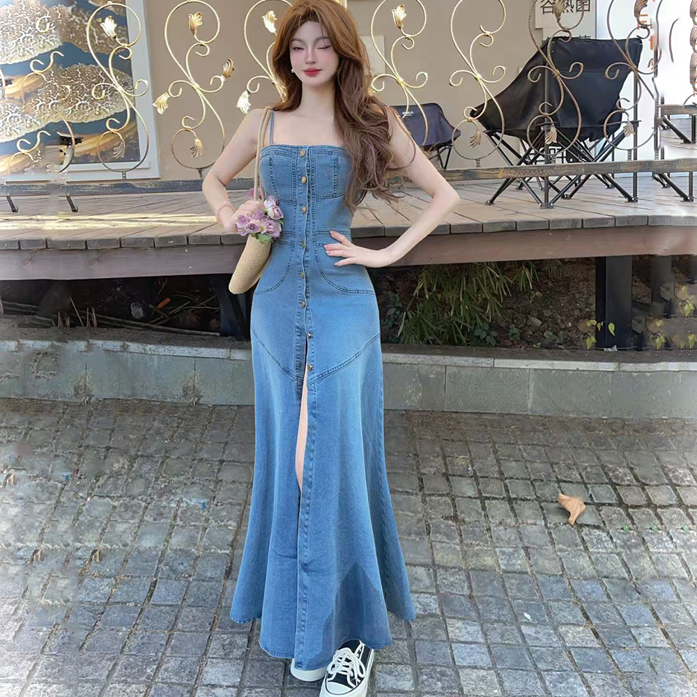 Sling long dress spring and summer dress