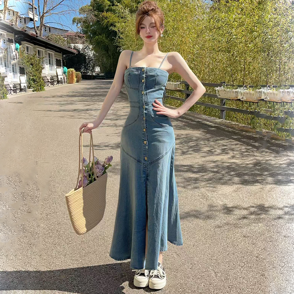 Sling long dress spring and summer dress