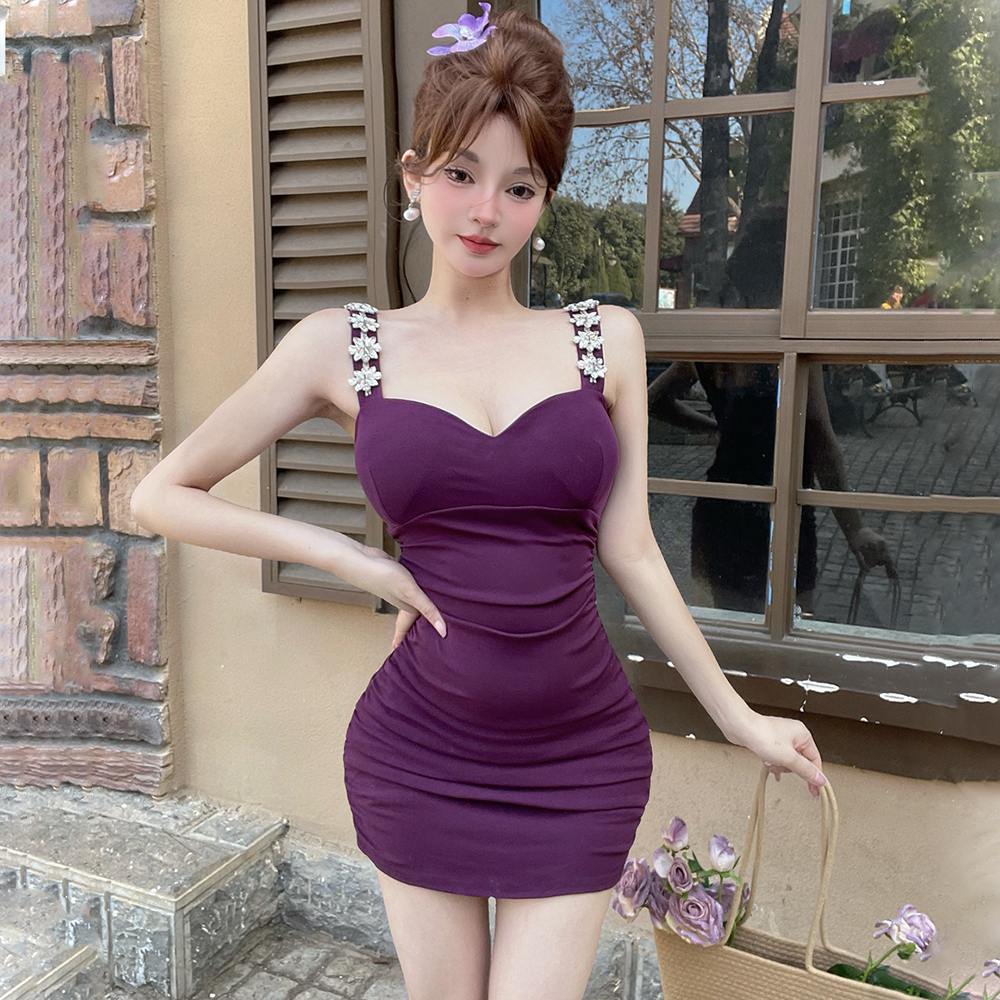 Sling pinched waist formal dress summer sexy dress for women
