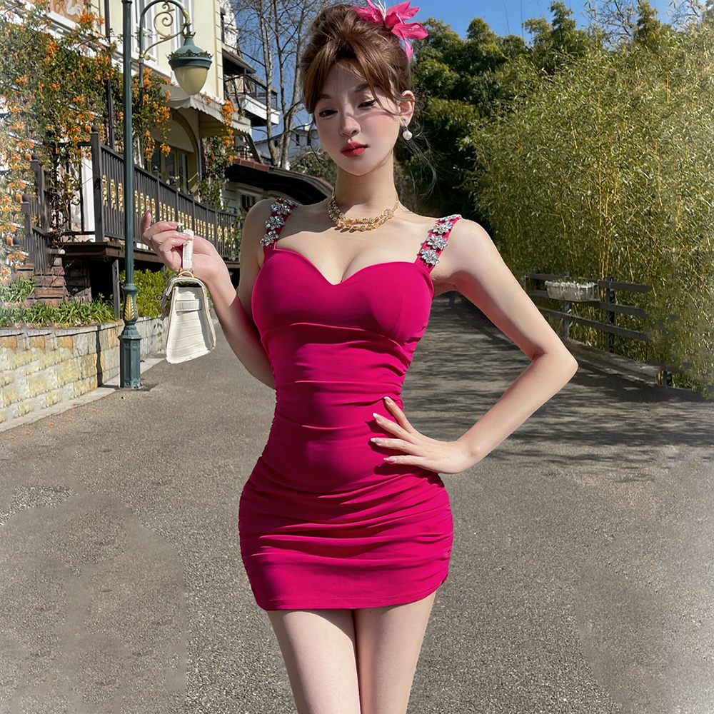 Sling pinched waist formal dress summer sexy dress for women