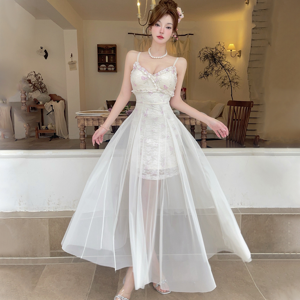 Thin breathable France style dress summer lady long dress