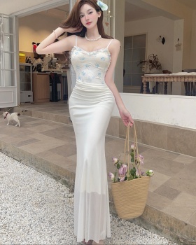 Flowers splice France style dress lace slim formal dress