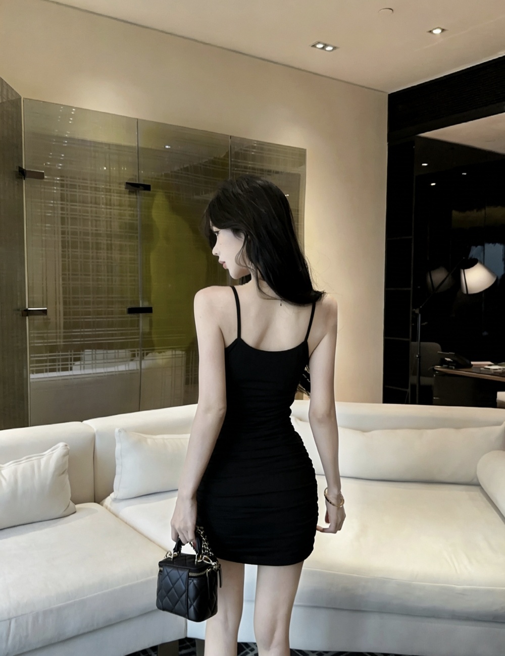 Slim formal dress low-cut T-back for women