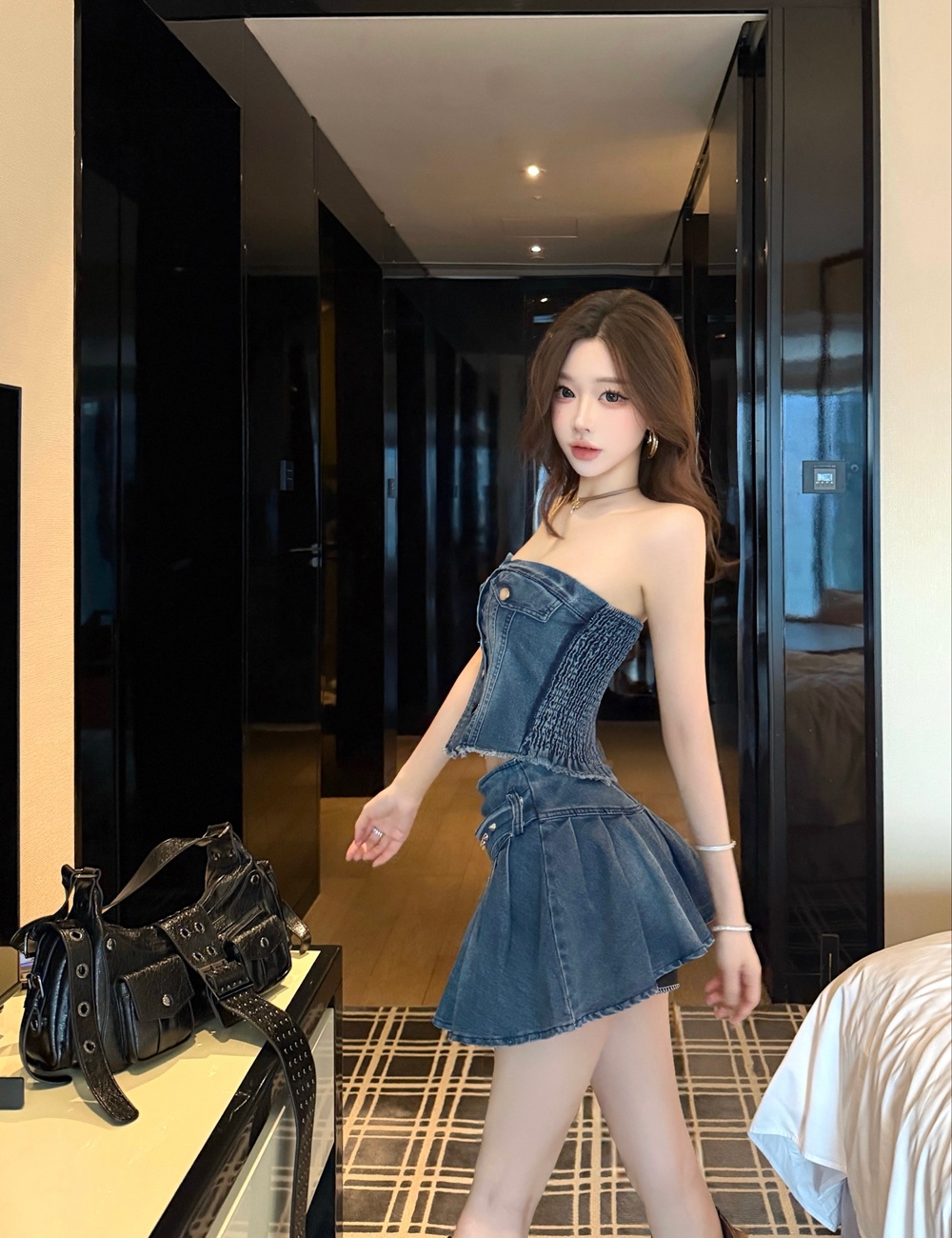 Retro skirt slim waistcoat 2pcs set for women