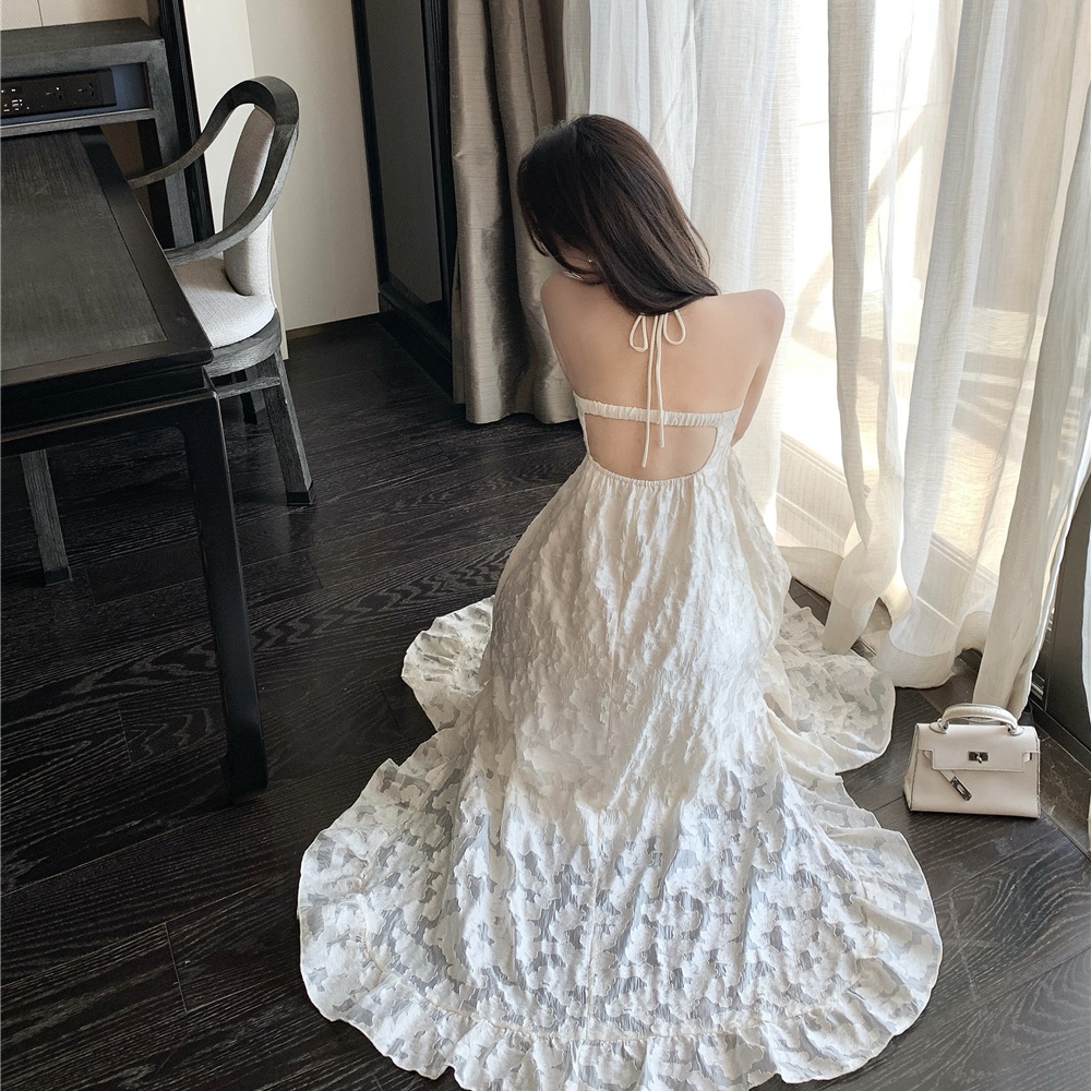 Summer halter seaside dress enticement vacation long dress