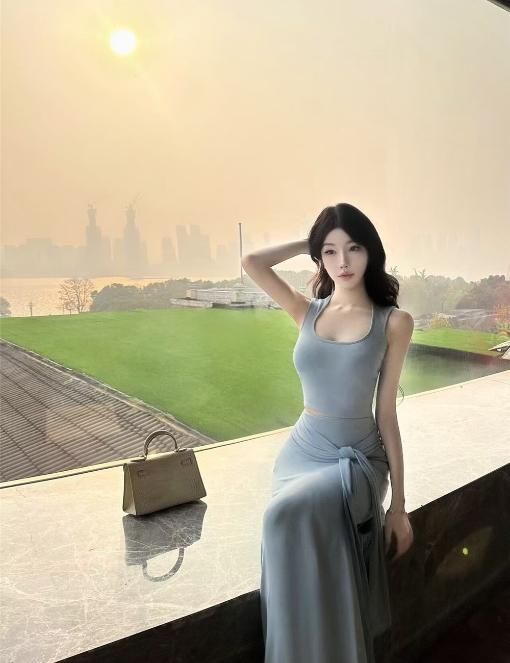 Bandage slim T-shirt summer package hip tops 2pcs set