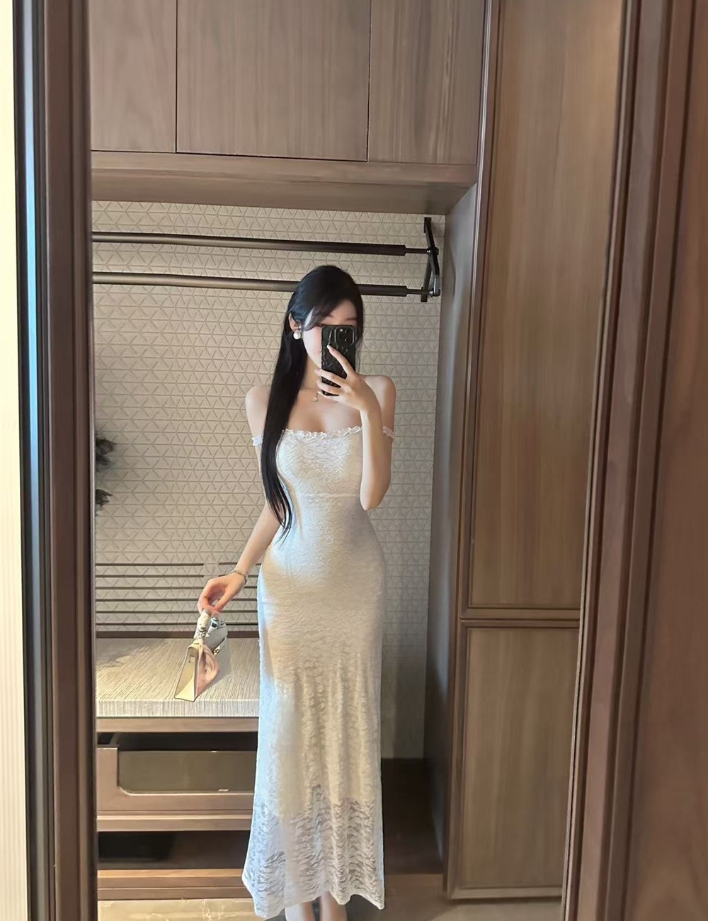 Enticement package hip dress pinched waist long dress