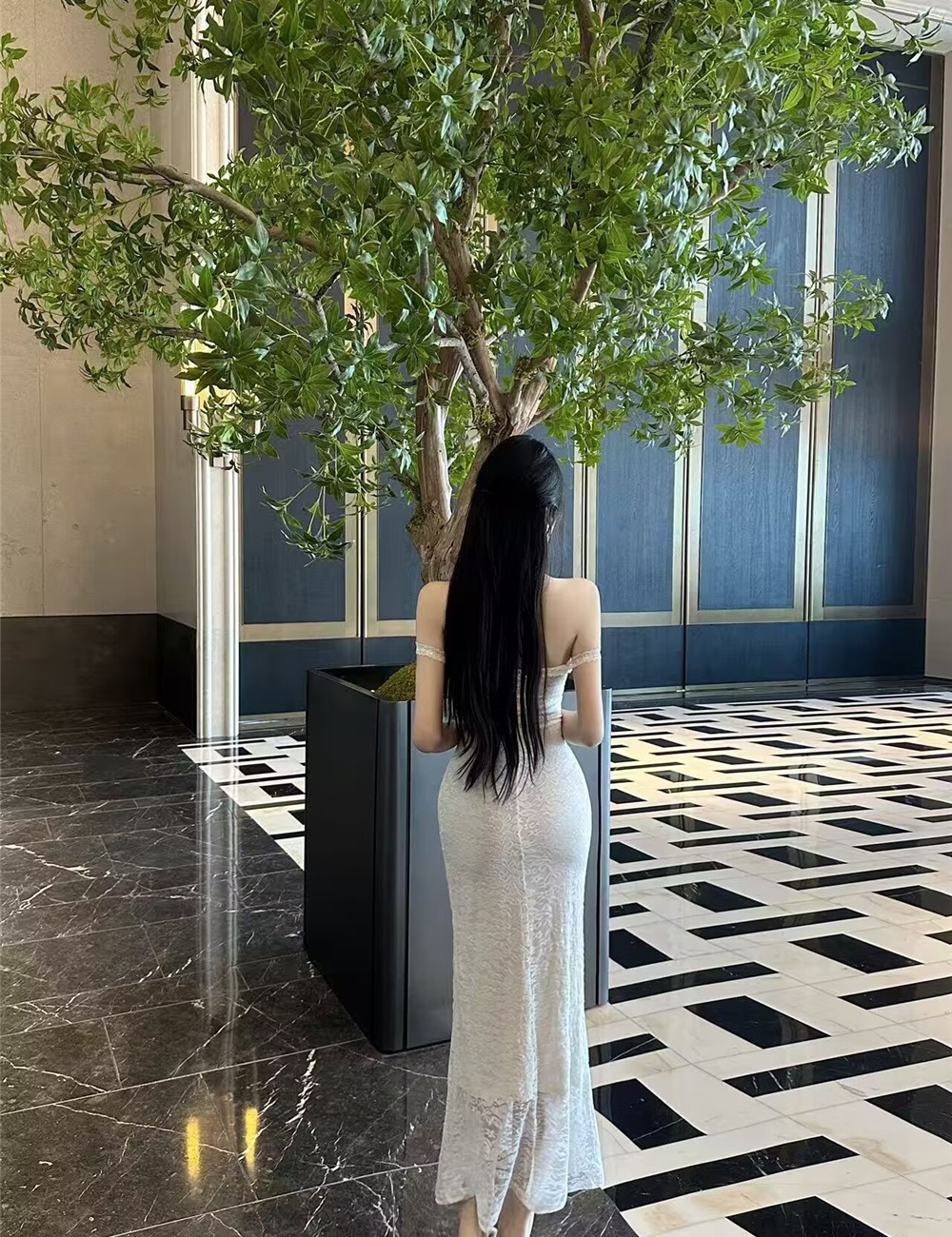 Enticement package hip dress pinched waist long dress