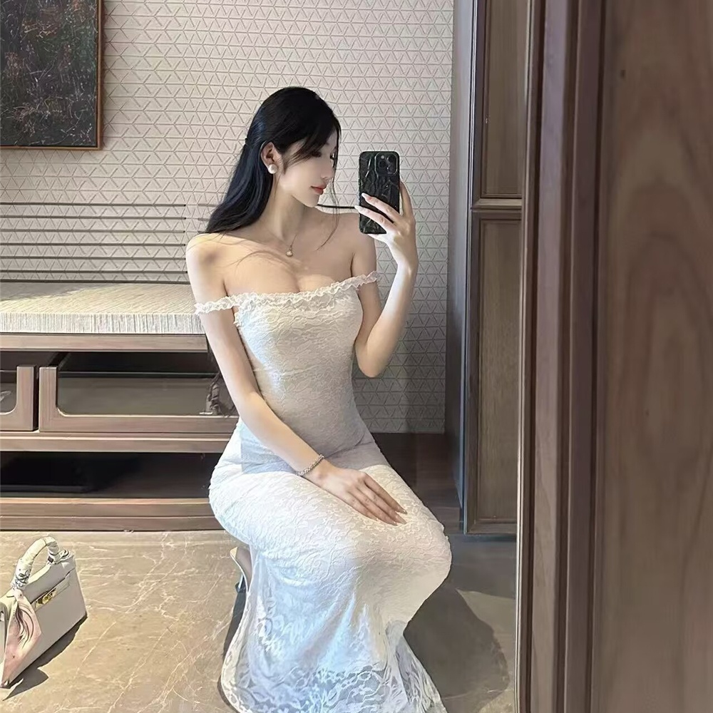 Enticement package hip dress pinched waist long dress