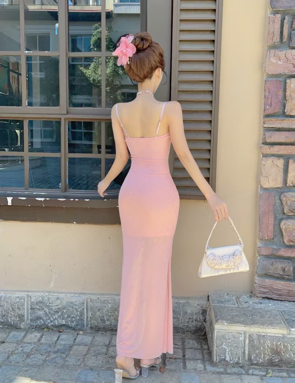 Ladies temperament sexy light luxury sling dress