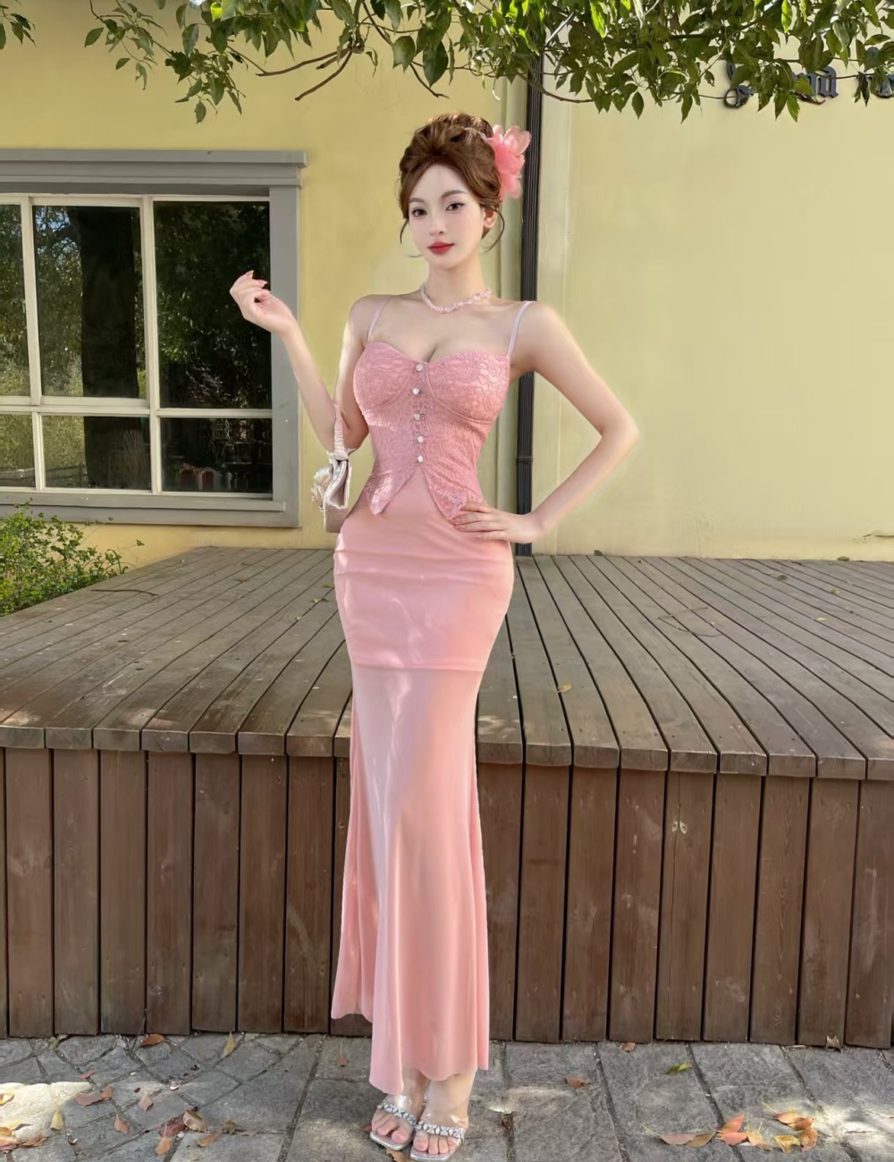 Ladies temperament sexy light luxury sling dress