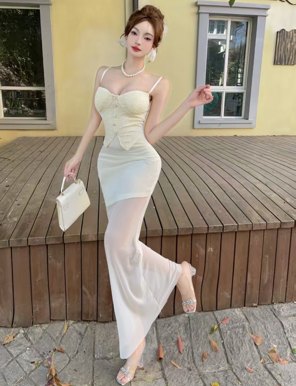 Ladies temperament sexy light luxury sling dress