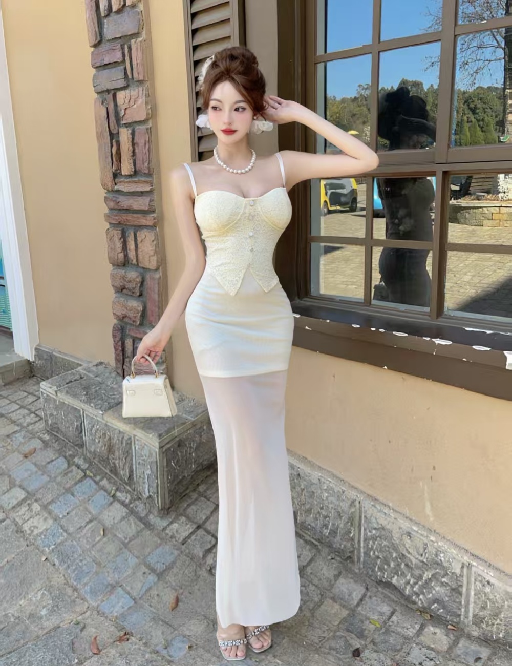 Ladies temperament sexy light luxury sling dress
