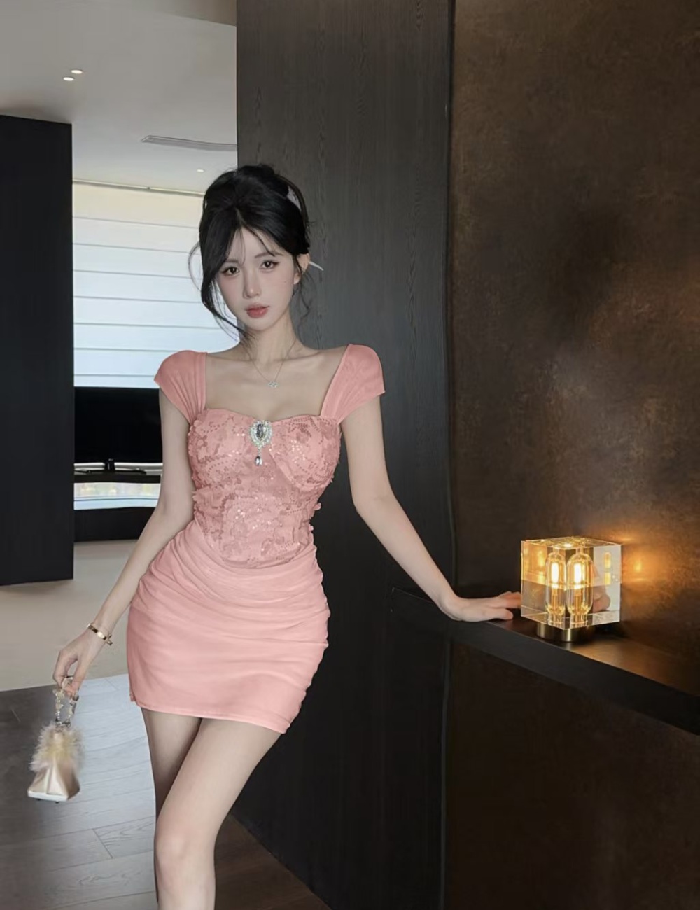 Slim package hip short dress spicegirl gauze corset