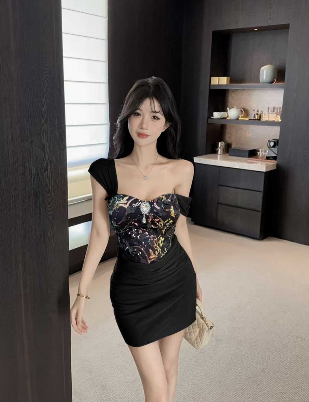 Slim package hip short dress spicegirl gauze corset