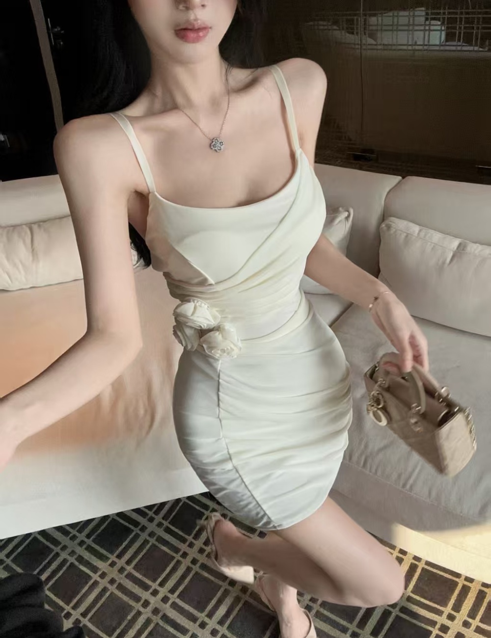 Alice hip package hip flowers enticement short sling dress