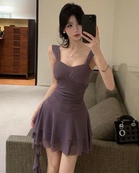 Bottoming package hip tassels gauze short sexy sling dress