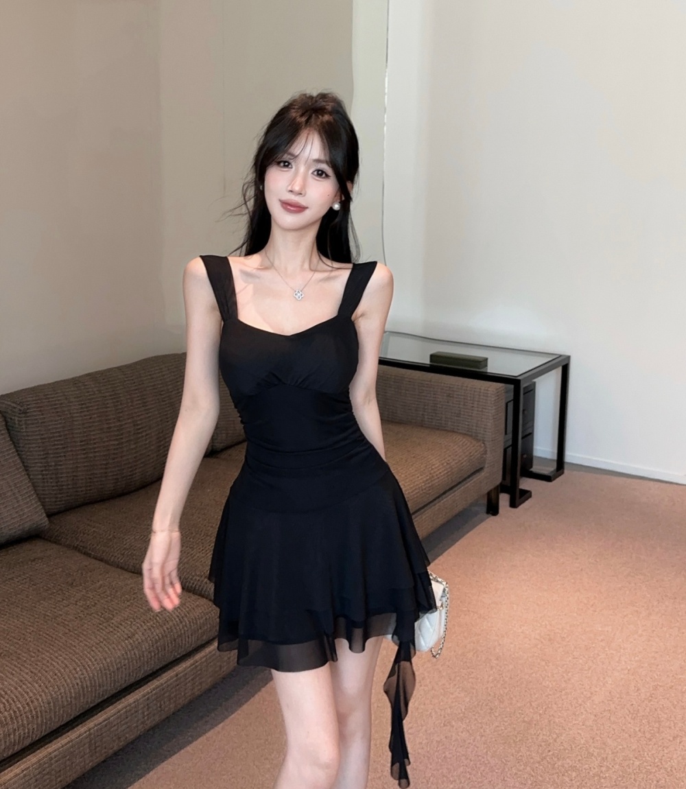 Bottoming package hip tassels gauze short sexy sling dress