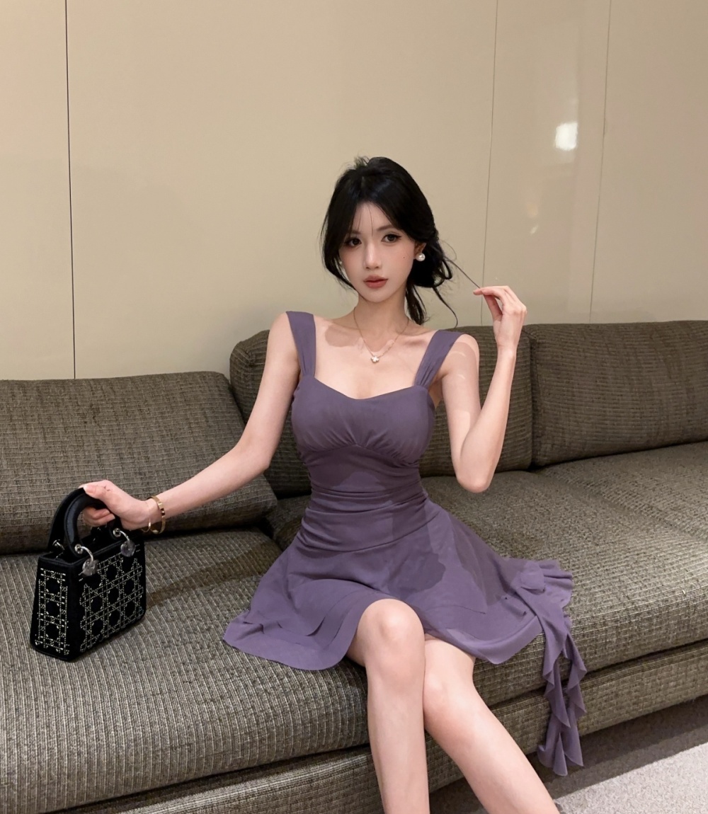 Bottoming package hip tassels gauze short sexy sling dress