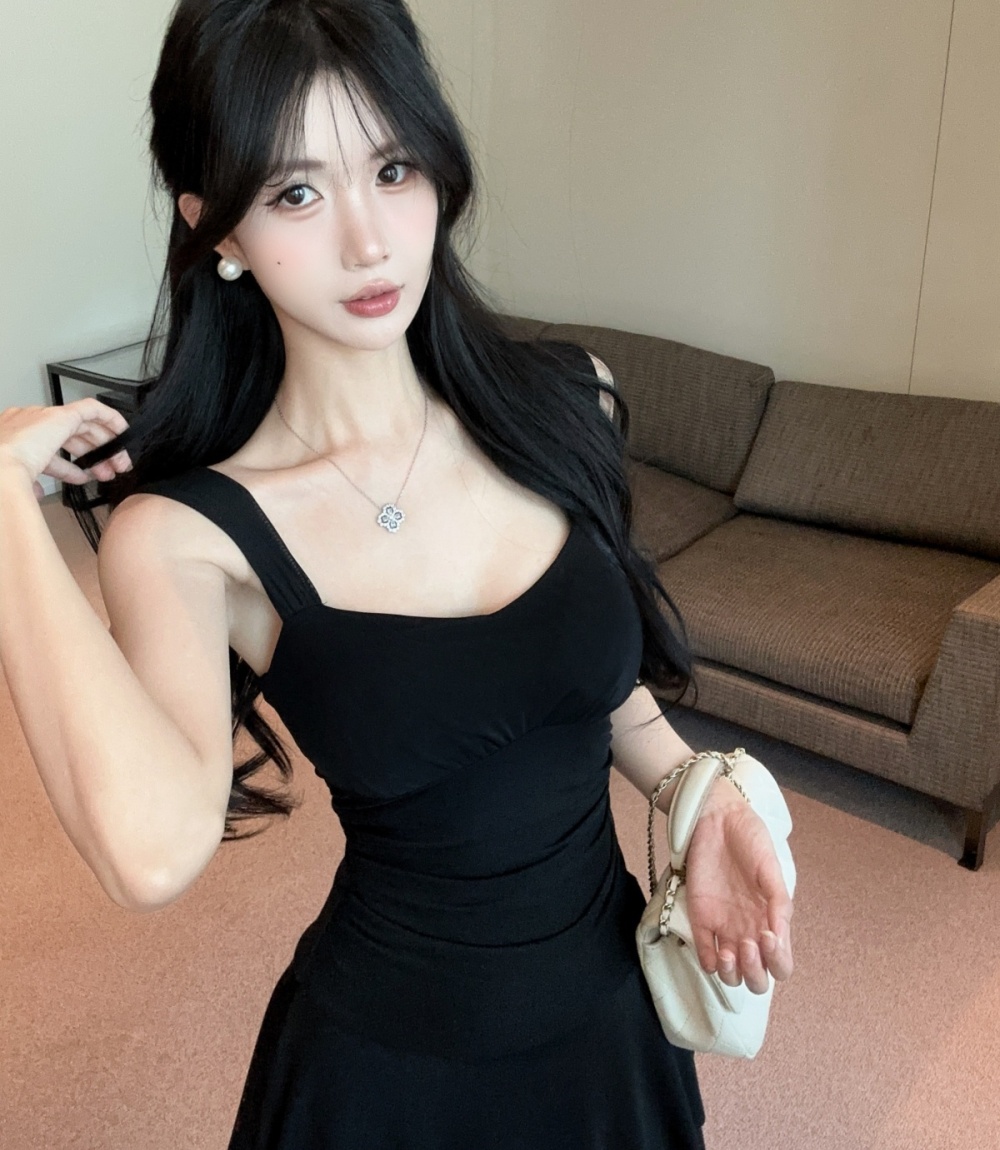 Bottoming package hip tassels gauze short sexy sling dress