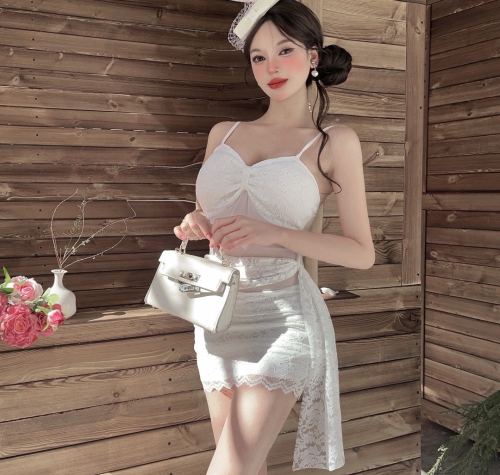 Temperament lace sexy T-back slim nightclub sling dress