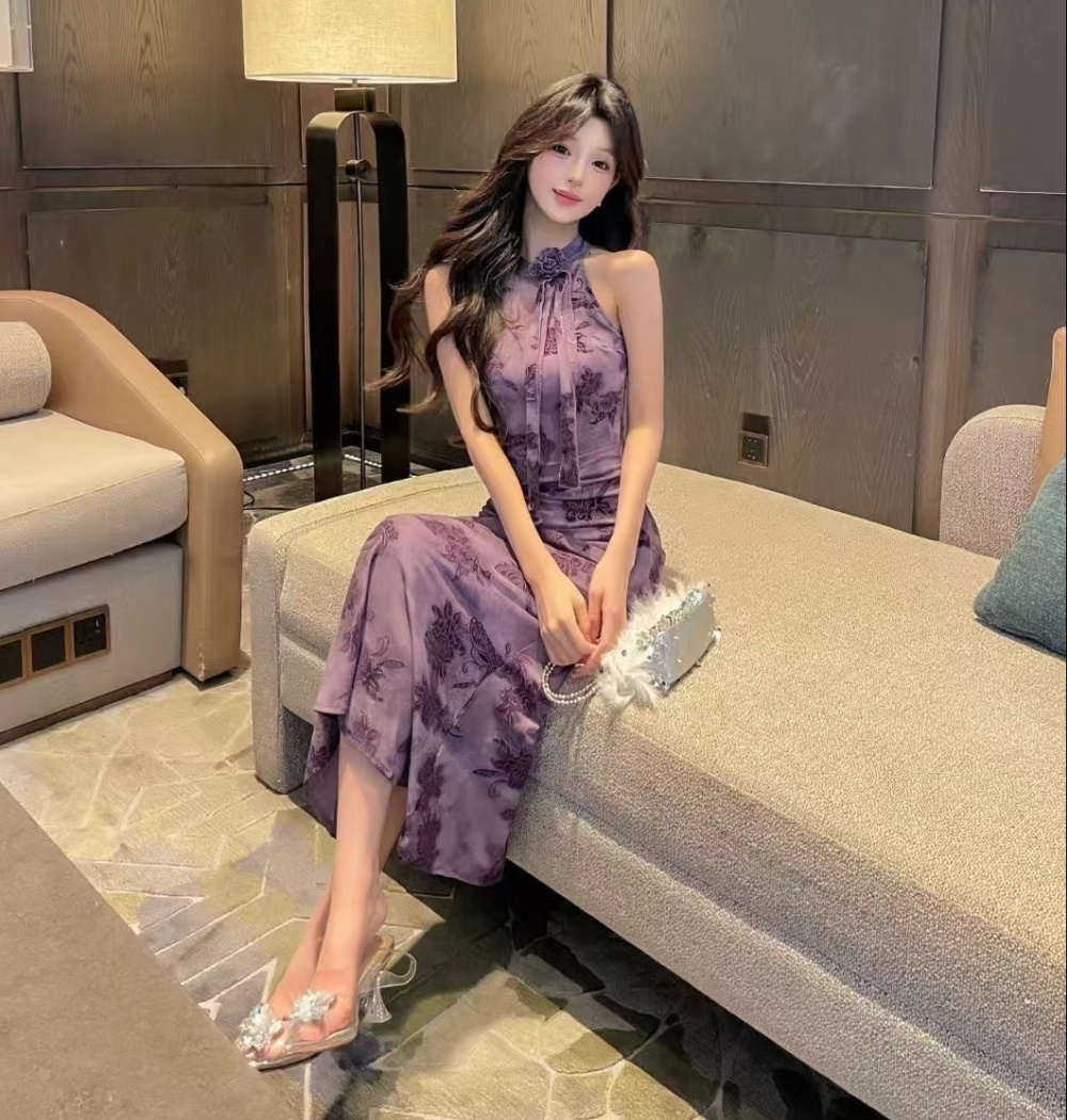 Mermaid colors cheongsam gauze elasticity dress