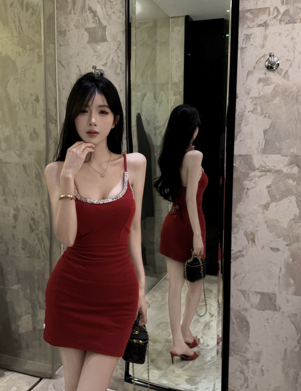 Slim sequins formal dress enticement dress for women