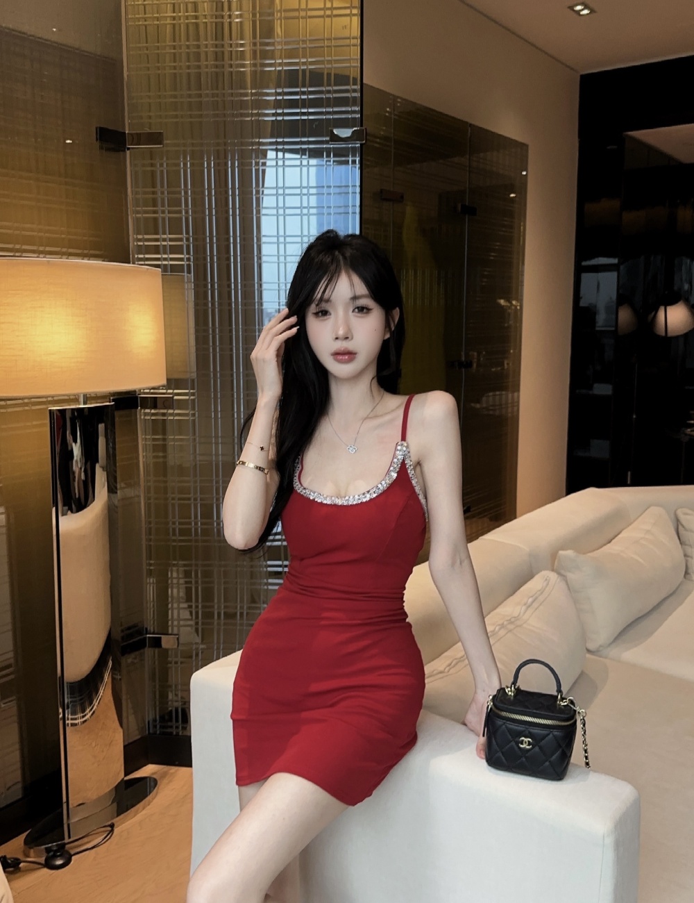 Slim sequins formal dress enticement dress for women