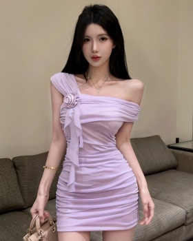 Halter stereoscopic spicegirl flowers decoration dress