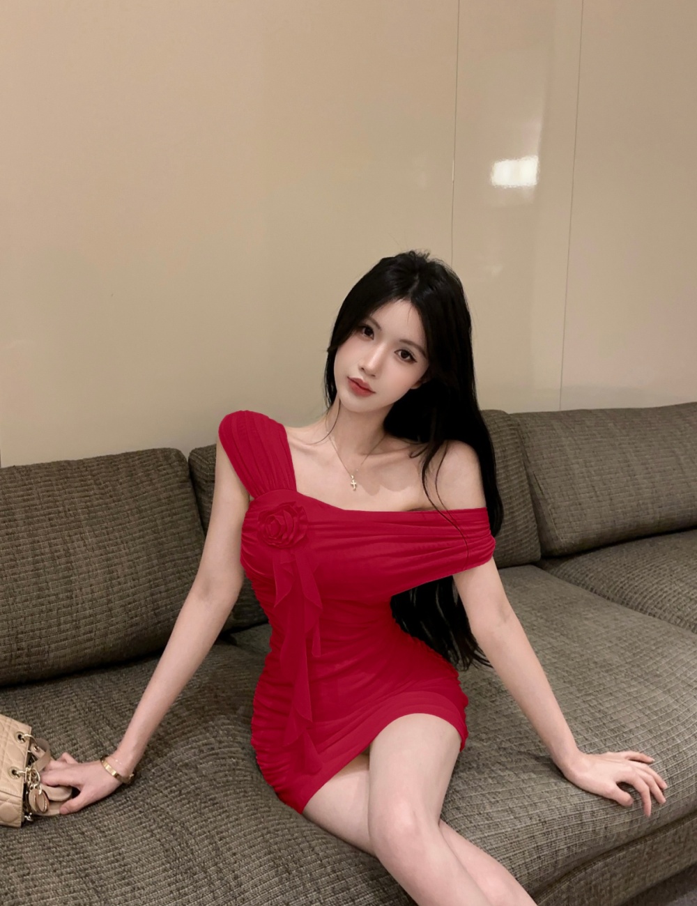 Halter stereoscopic spicegirl flowers decoration dress