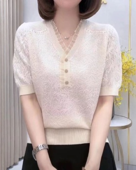 Short sleeve knitted spring and summer autumn slim tops