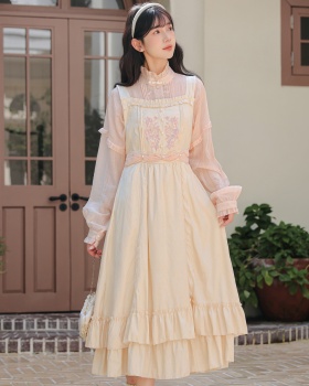Lace maiden shirt embroidery strap dress a set
