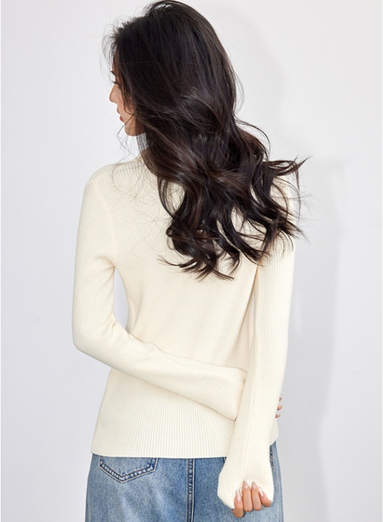 Knitted unique sweater buckle long sleeve cardigan