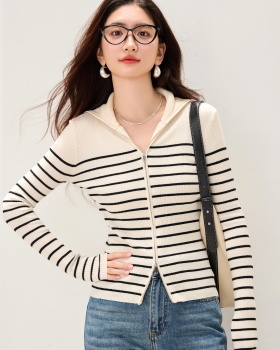 Knitted mixed colors sweater autumn shirts for women