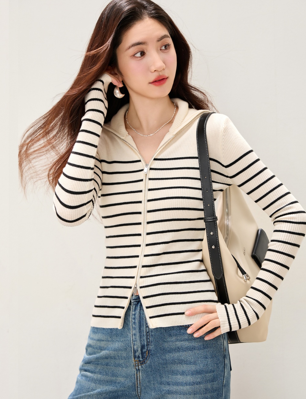 Knitted mixed colors sweater autumn shirts for women