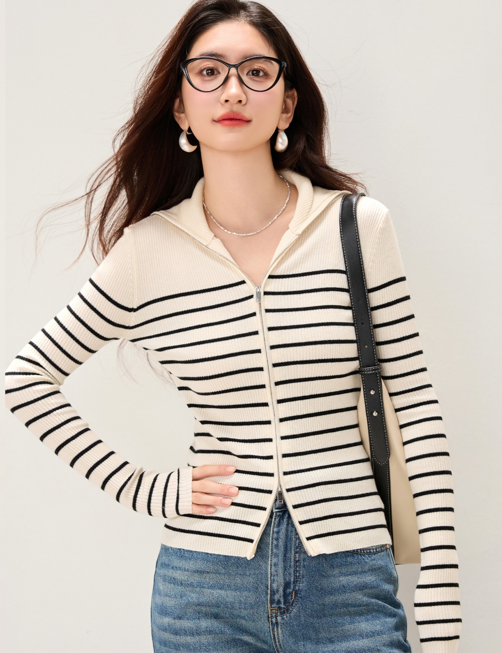 Knitted mixed colors sweater autumn shirts for women