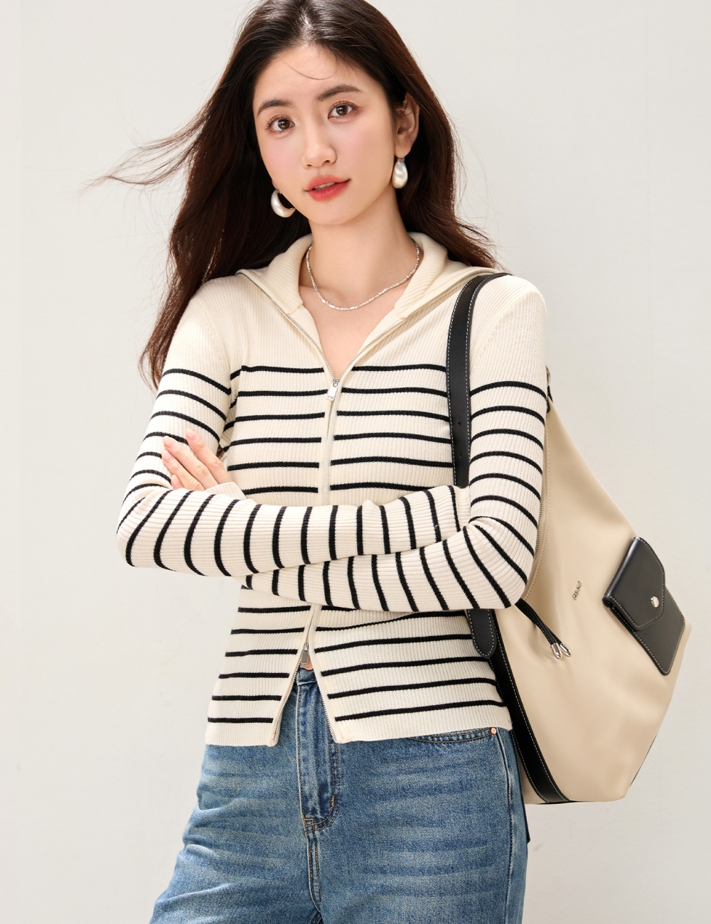 Knitted mixed colors sweater autumn shirts for women