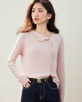 Pit stripe slim spring wood ear sweater