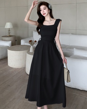 Square collar long dress dress for women