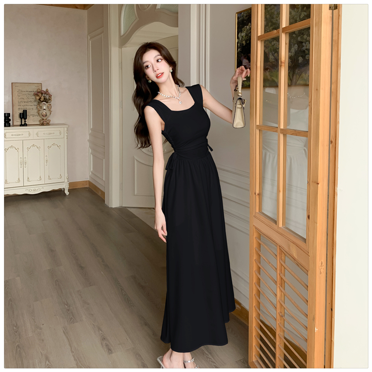 Square collar long dress dress for women