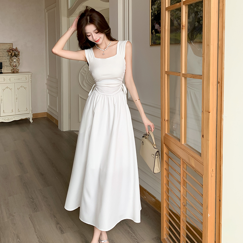 Square collar long dress dress for women