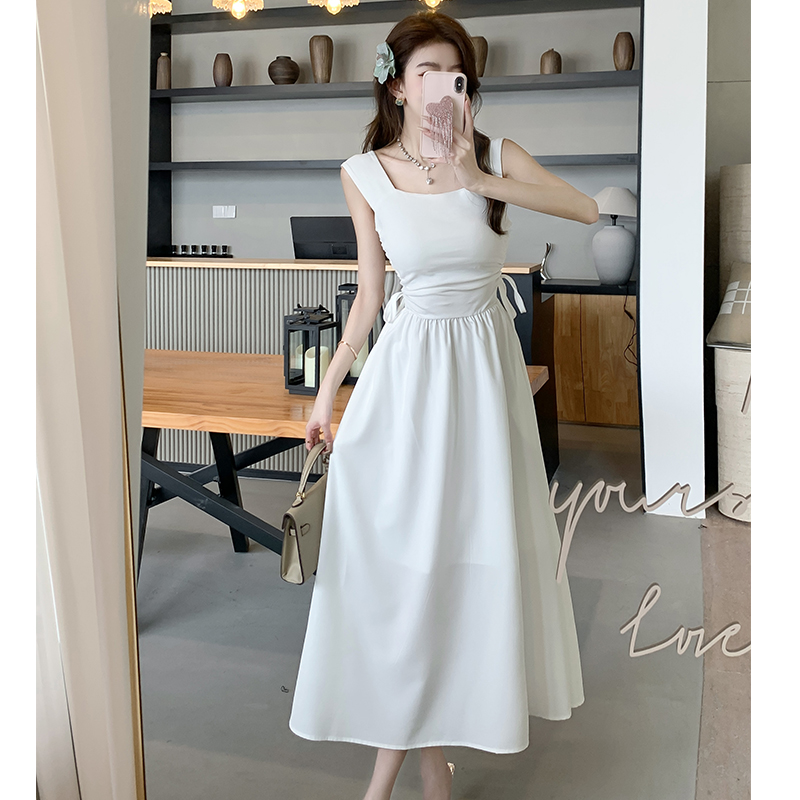 Square collar long dress dress for women