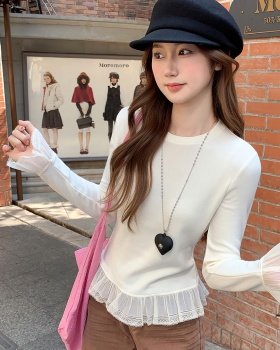 Long sleeve splice T-shirt slim bottoming shirt