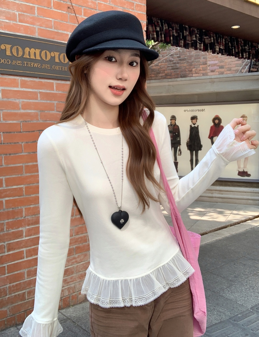 Long sleeve splice T-shirt slim bottoming shirt