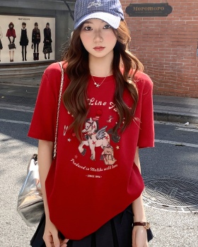 Short sleeve Casual tops cartoon T-shirt for women