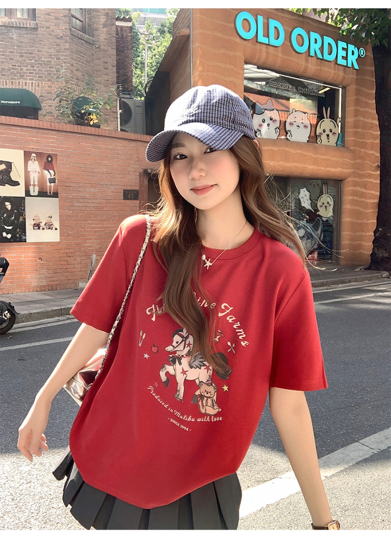 Short sleeve Casual tops cartoon T-shirt for women