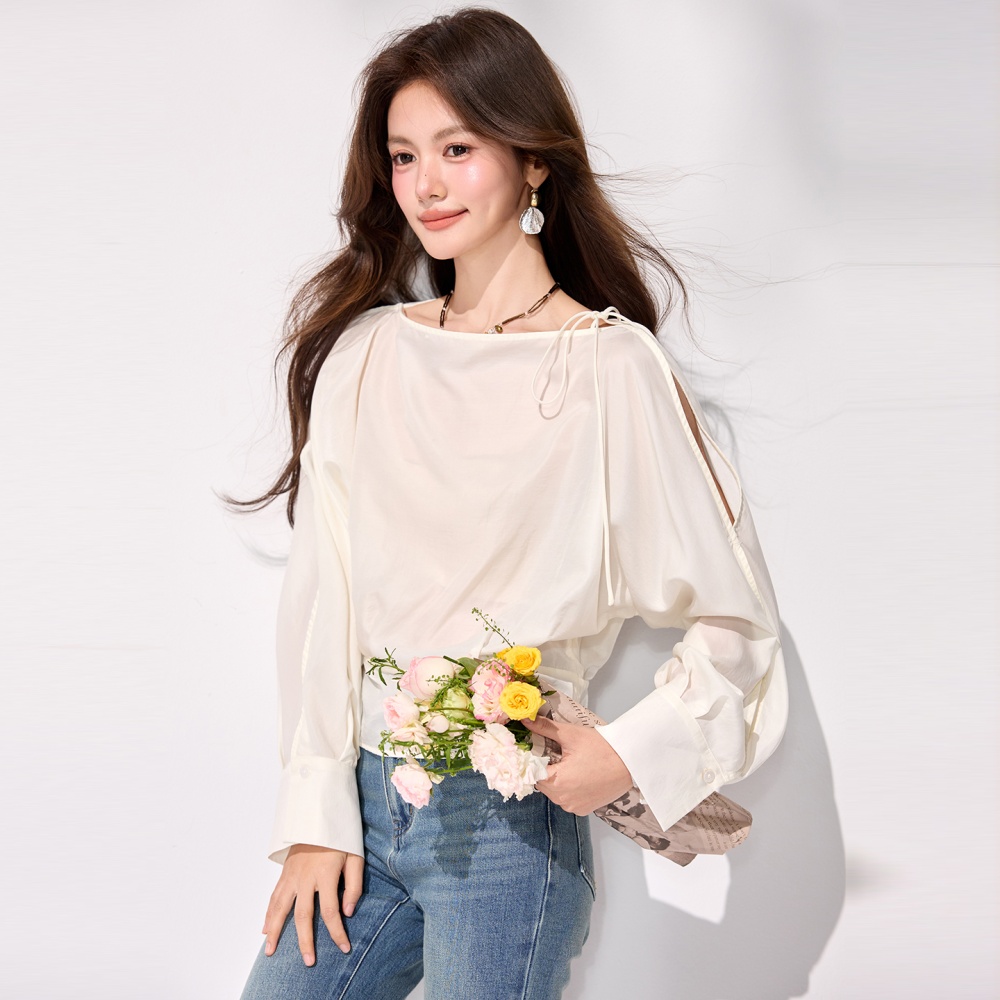 Loose bandage shirt long sleeve tops for women